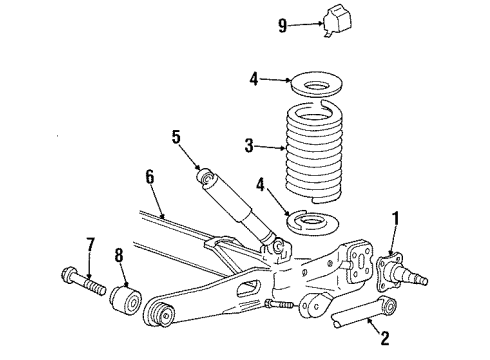 1996 Ford Windstar Rear Suspension Axle Beam Diagram for 2F2Z-4B435-AB