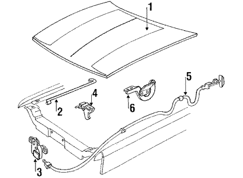 1992 Ford Tempo Hood & Components Release Cable Diagram for FO3Z16916A