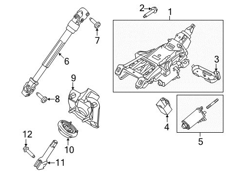 2012 Lincoln MKX Steering Column & Wheel, Steering Gear & Linkage Column Assembly Bolt Diagram for -W712833-S442