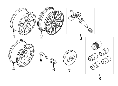 2013 Ford Edge Wheels Wheel, Alloy Diagram for DA8Z-1007-G