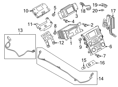 2020 Ford Fusion A/C & Heater Control Units Module Bracket Diagram for DS7Z-14A301-A