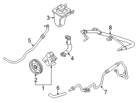 2005 Lincoln LS P/S Pump & Hoses, Steering Gear & Linkage Reservoir Hose Diagram for 3W4Z-3691-BA