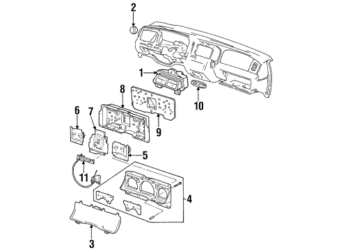 1999 Ford Crown Victoria Cluster & Switches Dash Control Unit Diagram for 1W7Z-19980-AA