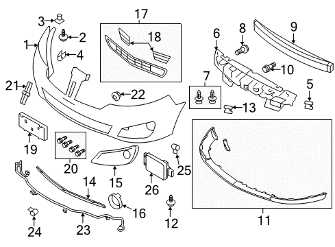 2010 Lincoln MKS Front Bumper License Bracket Diagram for 8A5Z-17A385-AA