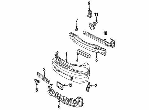 1993 Ford Mustang Front Bumper License Bracket Diagram for E5ZZ-17A385-A