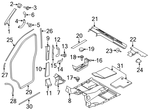 2015 Ford Transit-350 Interior Trim - Pillars, Rocker & Floor Floor Mat Diagram for EK4Z-1613086-AA
