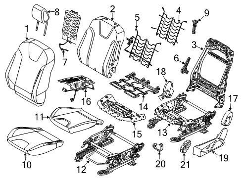 2017 Ford Focus Driver Seat Components Headrest Diagram for F1EZ-54611A08-BB