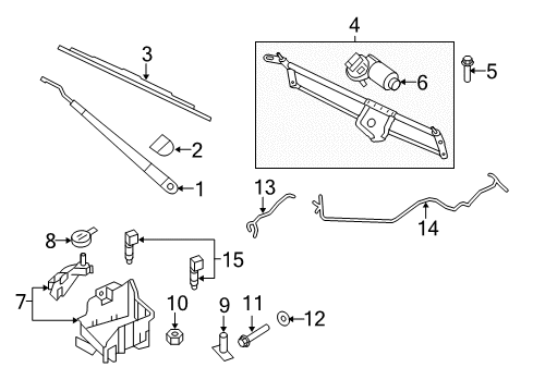 2012 Ford Expedition Windshield - Wiper & Washer Components Washer Hose Diagram for 7L1Z-17A605-A