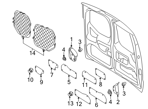 2017 Ford Transit Connect Interior Trim - Back Door Accessory Kit Diagram for DT1Z-99222A00-A