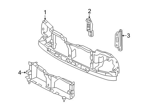 2006 Lincoln Navigator Front Panel Mount Panel Center Bracket Diagram for 2L1Z-8B455-AA
