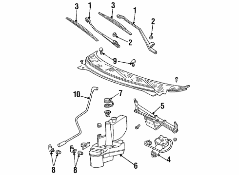 1996 Ford Windstar Wiper & Washer Components Washer Reservoir Diagram for F58Z-17618-B