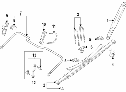 2017 Ford F-350 Super Duty Rear Suspension Components, Stabilizer Bar Support Diagram for HC3Z-5L499-A