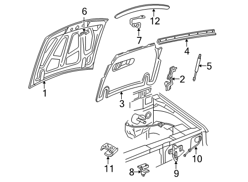 2003 Ford Explorer Sport Trac Hood & Components Latch Diagram for F87Z-16700-AA