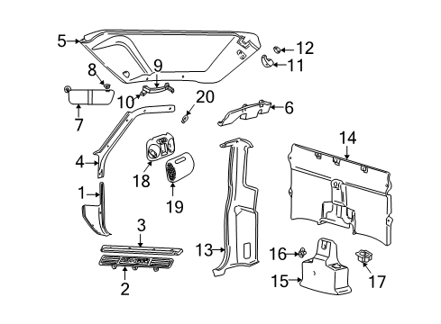2001 Ford Ranger Interior Trim - Cab Cup Holder Diagram for F87Z-1313564-AAB