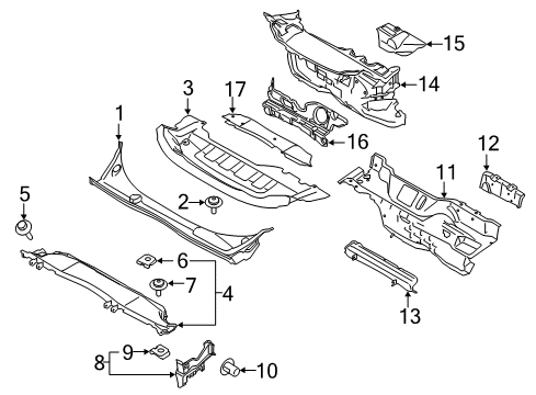 2014 Ford Transit Connect Cowl Extension Panel Retainer Diagram for -W714793-S300