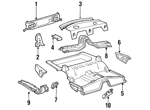 1988 Ford Thunderbird Rear Body, Rear Upper Body, Rear Floor & Rails Panel Below Lid Diagram for E7SZ-6340320-A