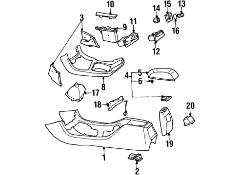 2001 Mercury Cougar Console Shift Boot Diagram for XS8Z7277AC