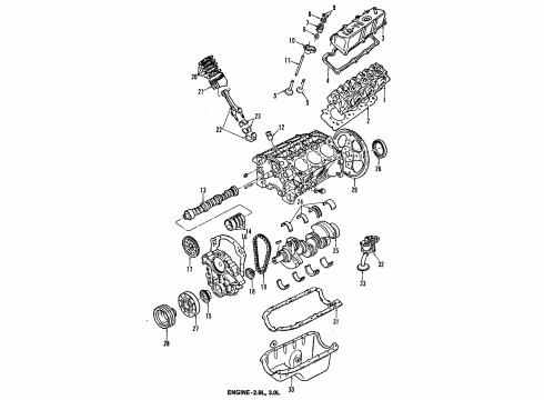 1992 Ford Ranger Engine Parts, Mounts, Cylinder Head & Valves, Camshaft & Timing, Oil Pan, Oil Pump, Crankshaft & Bearings, Pistons, Rings & Bearings Valve Cover Gasket Diagram for F1DZ-6584-A
