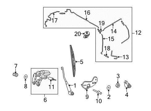2010 Ford Transit Connect Back Door - Wiper & Washer Components Wiper Arm Washer Diagram for -W700547-S304M