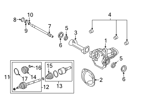 2011 Ford Expedition Carrier & Front Axles Axle Shaft Shim Diagram for D9AZ-4067-F