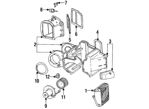 1993 Ford F-350 Air Conditioner Blower Motor Gasket Diagram for E7TZ-18A477-A