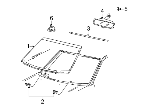 2002 Lincoln Blackwood Windshield Glass Windshield Stop Diagram for F75Z-1503296-AA