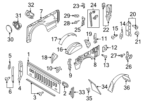 2020 Ford F-250 Super Duty Front & Side Panels Valance Retainer Diagram for -N806113-S