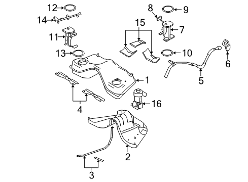 2005 Ford Mustang Senders Fuel Pump Assembly Diagram for 5R3Z-9H307-AC