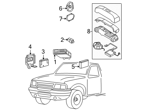 2007 Ford Ranger Sound System Rear Door Speaker Diagram for 6U5Z-18808-MA