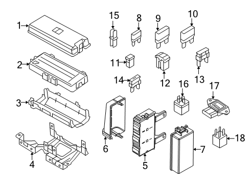 2013 Ford Expedition Fuse & Relay Lower Cover Bracket Diagram for 7L1Z-14A254-AA