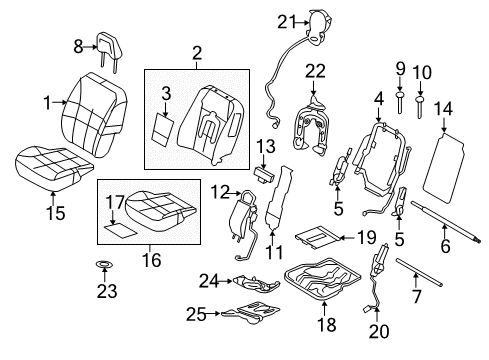 2012 Lincoln MKX Front Seat Components Recliner Motor Diagram for AA1Z-14547-A