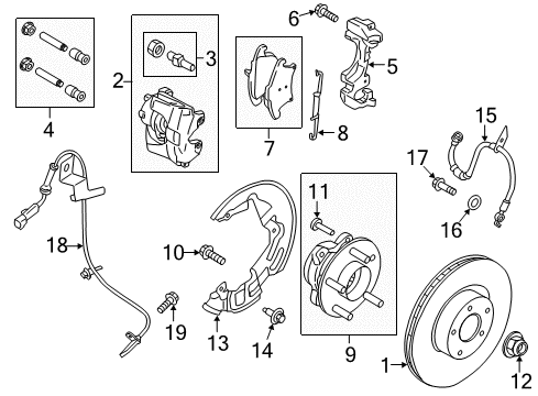 2014 Ford Fusion Brake Components Rear Pads Diagram for DG9Z-2200-N
