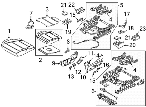 2021 Ford Bronco Heated Seats Seat Switch Bracket Diagram for DU5Z-5462256-A