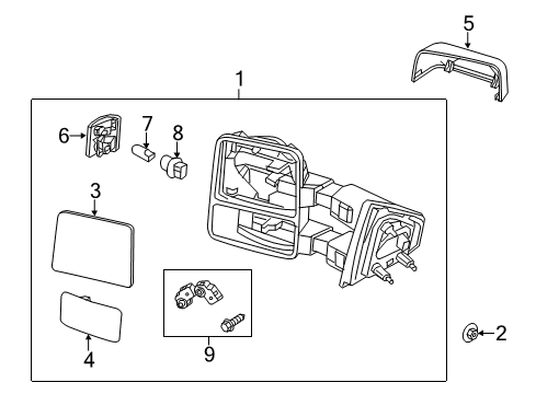 2013 Ford F-150 Outside Mirrors Mirror Diagram for DL3Z-17682-AA
