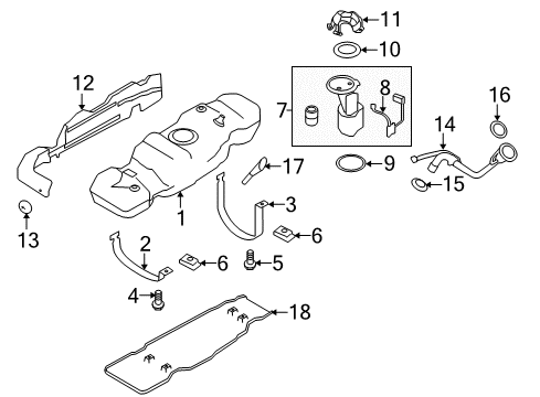 2010 Ford F-150 Fuel System Components Filler Pipe Diagram for 9L3Z-9034-K