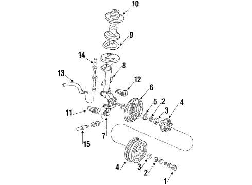 1989 Ford Taurus Rear Suspension Components, Lower Control Arm, Stabilizer Bar & Components Knuckle Diagram for E6DZ4A013A