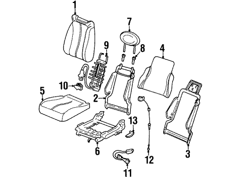 2001 Mercury Cougar Front Seat Components Switch Assembly Diagram for F8RZ-14D694-KA