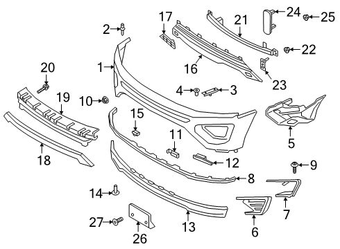 2019 Ford Expedition Front Bumper Bumper Stud Plate Diagram for F65Z-17C886-AA