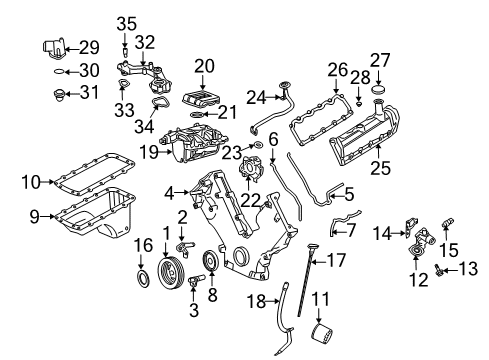 2003 Ford Expedition Powertrain Control Timing Cover Diagram for 2L1Z-6019-AA