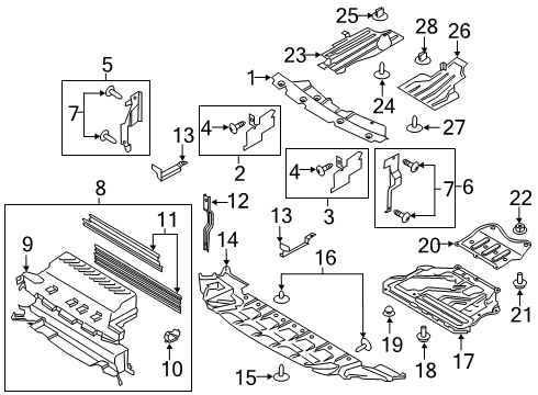 2018 Ford Escape Splash Shields Radiator Shutter Assembly Diagram for GV4Z-8475-B