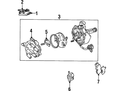 1995 Ford Probe Ignition System Distributor Assembly Diagram for F32Z-12127-C