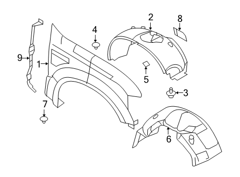 2008 Ford F-250 Super Duty Fender & Components Rear Reinforcement Diagram for F81Z-16060-AA