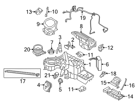 2013 Ford F-150 A/C Evaporator & Heater Components Heater Core Diagram for BL3Z-18476-A