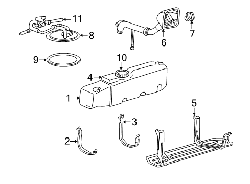 2000 Ford Ranger Fuel System Components Fuel Tank Diagram for 1L5Z-9002-FA