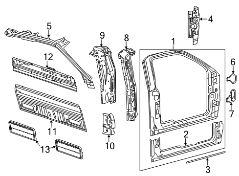 2012 Ford F-150 Aperture Panel, Back Panel Inner Lock Pillar Diagram for 9L3Z-1840477-A