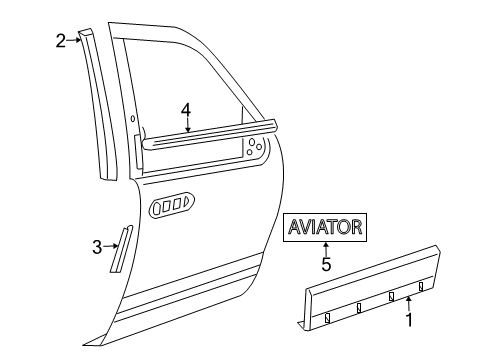2005 Lincoln Aviator Exterior Trim - Front Door Nameplate Diagram for 2C5Z-7842528-AA
