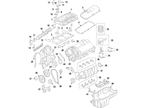 2008 Ford F-150 Engine Parts, Mounts, Cylinder Head & Valves, Camshaft & Timing, Oil Pan, Oil Pump, Balance Shafts, Crankshaft & Bearings, Pistons, Rings & Bearings Oil Pan Rear Seal Diagram for F1SZ-6701-A
