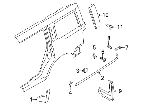 2019 Ford Flex Exterior Trim - Quarter Panel Mud Guard Diagram for 9A8Z-16A550-BB