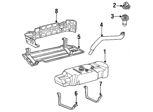 1992 Ford F-350 Fuel System Components Support Strap Diagram for F7TZ-9054-BA