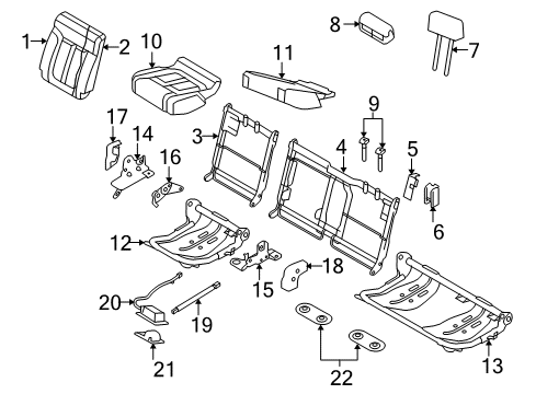 2009 Ford F-150 Rear Seat Components Cushion Cover Diagram for 9L3Z-1663804-AA